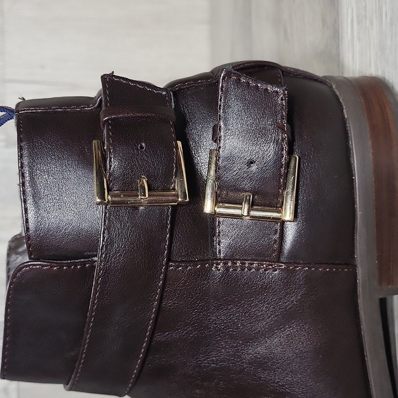 Tommy Hilfiger Womens 7.5M Julie3 Brown Ankle Booties‎ Zippered Biker Moto - Picture 12 of 12